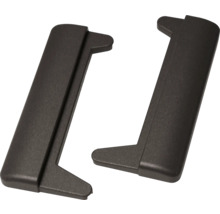 Zwei Möbelverbinder aus Kunststoff