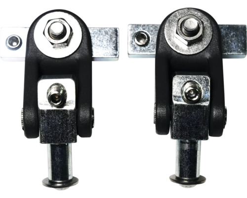 Zwei mechanische Bauteile mit Schrauben und Bolzen