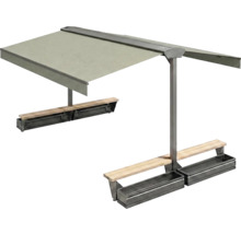 Freistehende Markise mit Sitzbank und Pflanzkasten