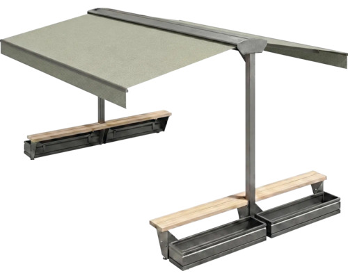 Freistehende Markise mit Sitzbank und Pflanzkasten