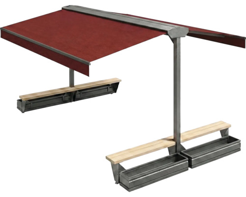 Doppelte Markise mit Sitzbank und Pflanzkästen für den Aussenbereich