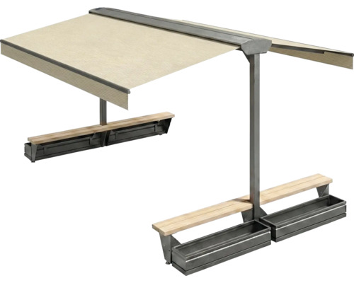 Sitzgruppe mit Markise und Pflanzkästen für den Aussenbereich