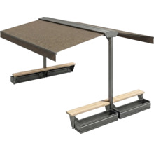 Sitzgruppe mit Markise und integrierten Pflanzkästen für den Gartenbereich