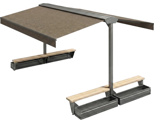 Sitzgruppe mit Markise und integrierten Pflanzkästen für den Gartenbereich