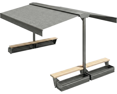 Überdachte Sitzgruppe mit Pflanzkästen für den Außenbereich