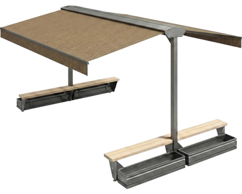 Doppelte Sitzbank mit Sonnensegel für den Außenbereich