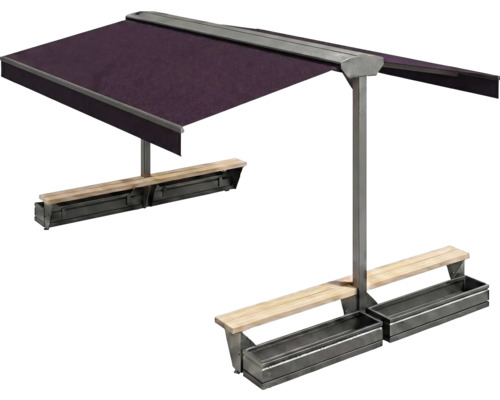 Doppelmarkisen-Sitzgruppe mit integrierten Pflanzkästen für den Außenbereich