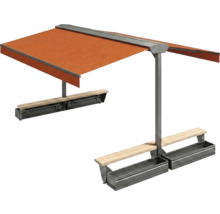 Freistehende Markise mit Sitzbank und Pflanzkasten für den Garten