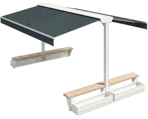 Freistehende Markise mit Sitzbank und Pflanzkasten für den Außenbereich