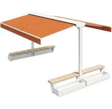 Sitzgruppe mit Sonnenschutzdach und integrierten Pflanzkästen