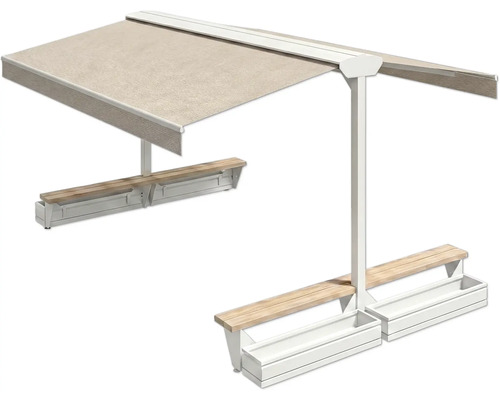 Sitzgruppe mit Markise und integrierten Blumenkästen