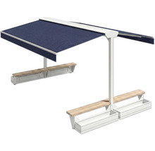 Freistehende Markise mit Sitzbank und Pflanzkasten für den Außenbereich