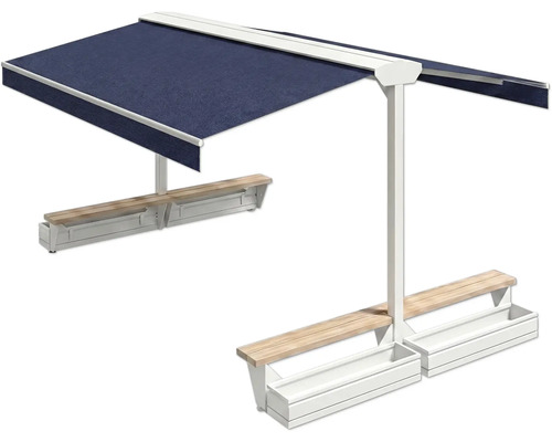 Freistehende Markise mit Sitzbank und Pflanzkasten für den Außenbereich