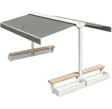 Überdachte Sitzgruppe mit Pflanzkästen für den Außenbereich