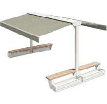 Pavillon mit integrierten Sitzbänken und Pflanzkästen