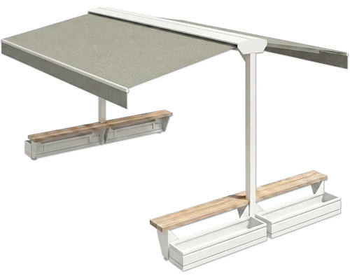 Pavillon mit integrierten Sitzbänken und Pflanzkästen