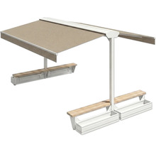 Gartenmöbel-Set mit Markise, Sitzbänken und Pflanzkästen