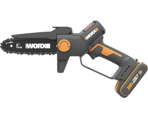 Akku-Einhand-Kettensäge Worx 20 Volt mit 15 Zentimeter Schwertlänge