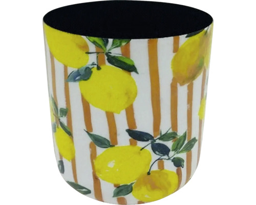 Blumentopf Blumenvase Zitrone Metall 12 x 12 x 13 cm gelb Zahnputzbecher mit Zitronenmuster