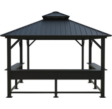 Gartenpavillon mit Metalldach und integrierten Bänken