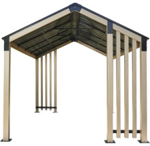 Freistehender Pavillon mit Metalldach und Holzpfosten