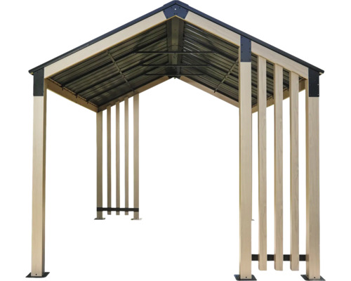 Freistehender Pavillon mit Metalldach und Holzpfosten