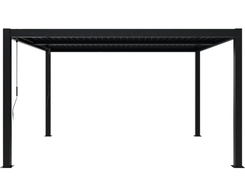 Schwarze Pergola mit Lamellendach für den Garten