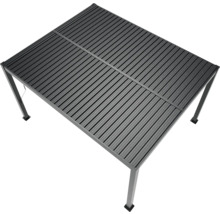 Rechteckiger Gartentisch mit Lamellenstruktur und vier Tischbeinen