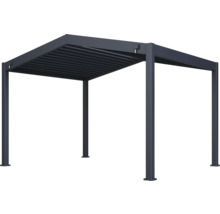 Freistehende graue Pergola mit Lamellendach.