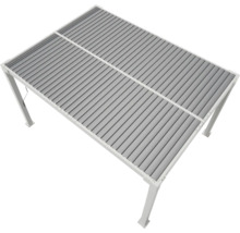 Draufsicht einer weißen Pergola mit Lamellendach für den Außenbereich