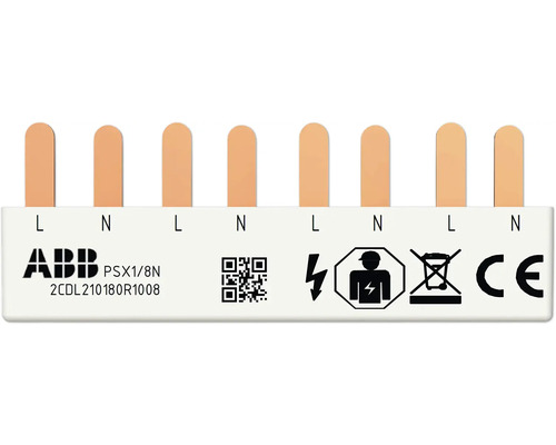 ABB Logo. Electricity hazard warning symbol. Do not dispose of in household waste symbol. CE marking.