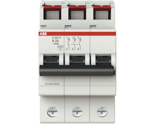 ABB Sicherungseinbauautomat S203S-B20 B 3-polig 20 A ABB Leitungsschutzschalter, dreiphasig