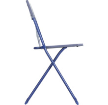 Blauer Klappstuhl mit Stoffbezug für den Außenbereich