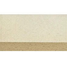 Nahaufnahme einer Spanplatte mit hellbeiger Oberfläche