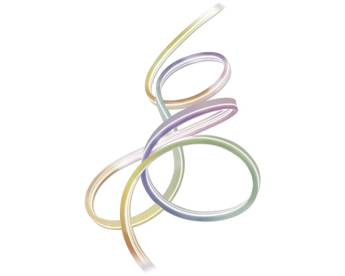 Flexibler LED-Streifen mit Neon-Effekt, in einer Spirale gewunden.
