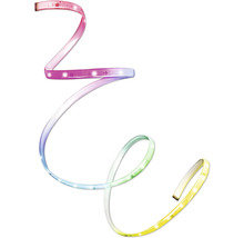 Flexibler mehrfarbiger LED-Streifen in Spiralform mit verschiedenen Leuchtfarben.