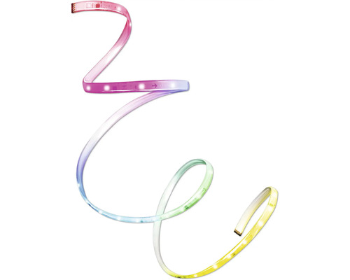 Flexibler mehrfarbiger LED-Streifen in Spiralform mit verschiedenen Leuchtfarben.