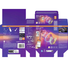 Osram Smart Plus Flex 3 Meter Magic RGB LED-Streifen Verpackung, kompatibel mit Smart Home und Sprachsteuerung.