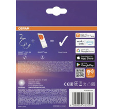 Rückseite der Osram Smart Plus Flex 3M Magic RGB LED-Streifen Verpackung mit Installationsanleitung für Smart Home, Alexa und Google Home.