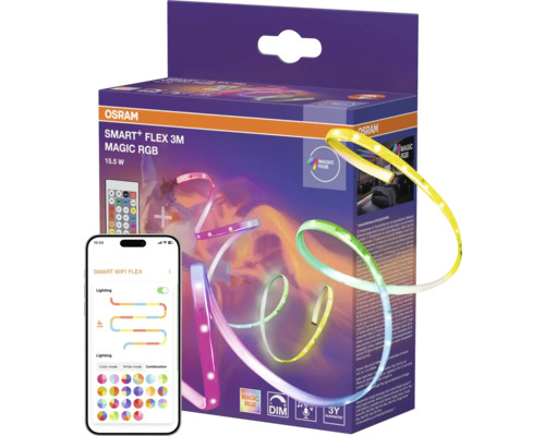Osram Smart plus Flex 3 Meter Magic RGB LED Streifen mit Smartphone Steuerung und Fernbedienung