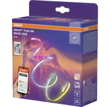 OSRAM Logo, SMART+ FLEX 5 Meter MAGIC RGB LED-Streifen, 24 Watt, App-Steuerung, Fernbedienung, dimmbar, Musik-Modus, drei Jahre Garantie.
