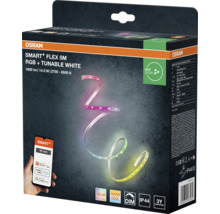 Osram Smart Plus Flex 5 Meter RGB und Tunable White LED-Streifen für den Außenbereich, App-Steuerung, IP44 Schutzart, dimmbar, 3 Jahre Garantie.