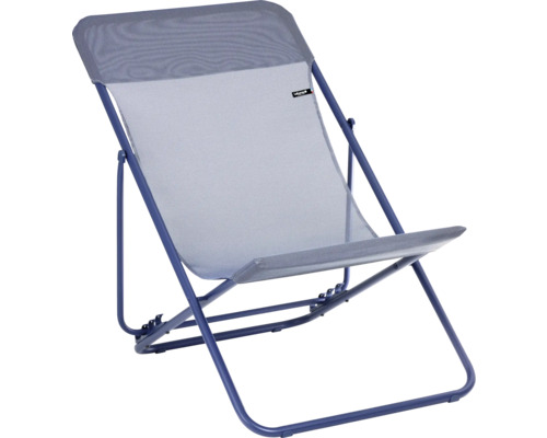 Liegestuhl mit Stoffbespannung und Metallrahmen