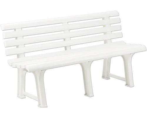 Weiße Gartenbank aus Kunststoff