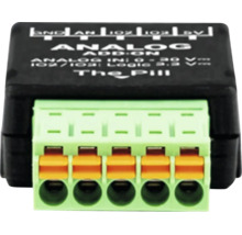 Analog-Zusatzmodul The Pill für Elektroinstallationen mit fünfpoliger Klemmenleiste und orangefarbenen Hebeln.