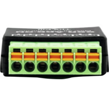 Elektronisches Modul mit 7-poliger Anschlussklemme und orangefarbenen Hebeln.