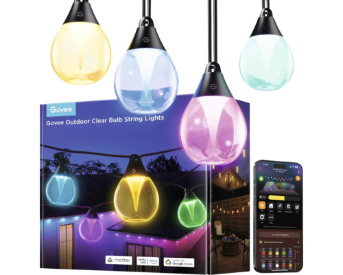 Govee Outdoor Lichterkette mit klaren Birnen und Smartphone App