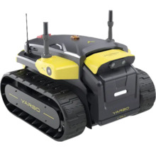 Yarbo Gartenroboter-Basiseinheit mit Gummiketten, Antennen und integrierten Sensoren für die automatisierte Gartenpflege.