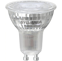 Sylvania LED Reflektorlampe mit GU10 Sockel und klarem, facettiertem Glasgehäuse.