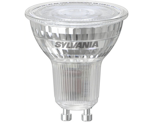 Sylvania LED Reflektorlampe mit GU10 Sockel und klarem, facettiertem Glasgehäuse.